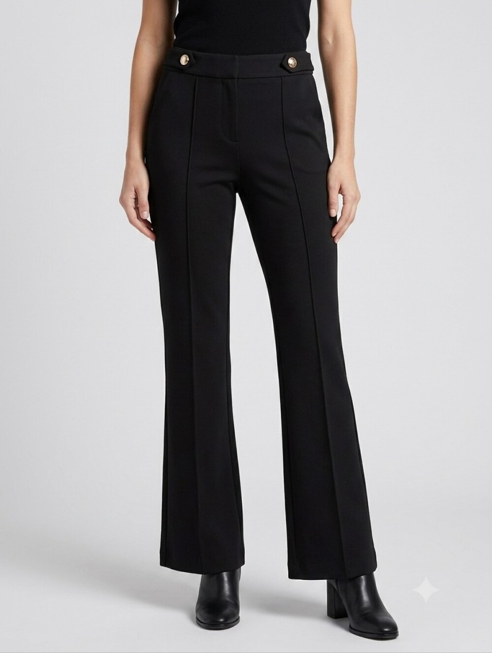 Tahari Ponte Flare Trouser Women 6 Black Dress Pants NWT